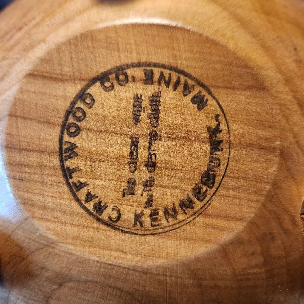 Vintage Kennebunk Maine Craftwood Co. Wood Bowl 7 inches fruit or nut bowl